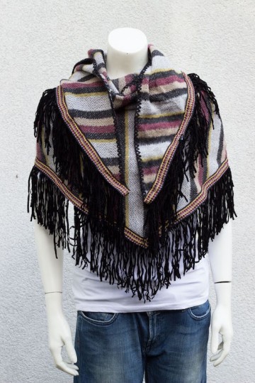 Omslagdoek gestreept met franjes voor dubbel