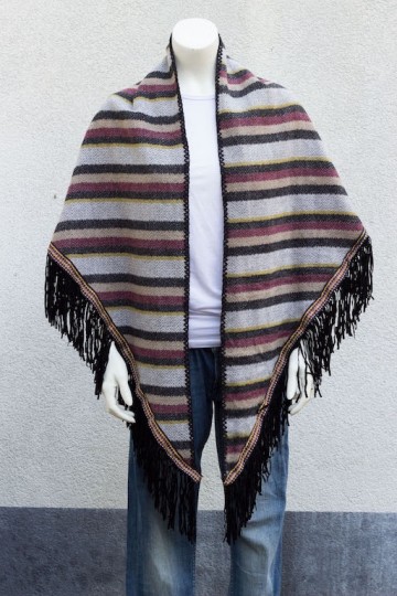 Omslagdoek gestreept met franjes voor open