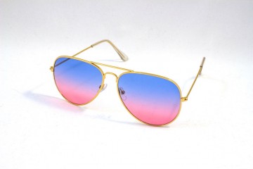 Pilotenbril 2 kleuren blauw roze links