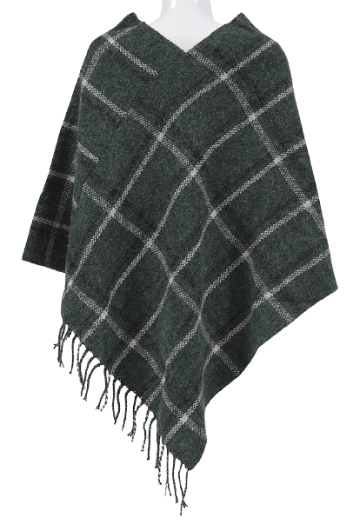 Poncho groen met ruit achter