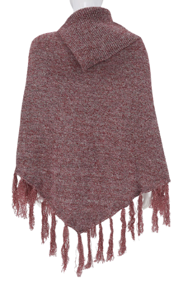 Poncho oudroze met zilverdraad achter