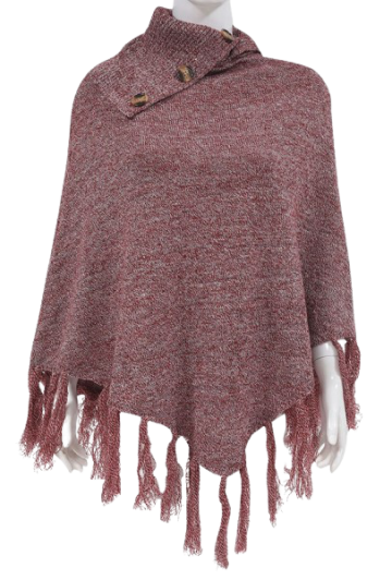 Poncho oudroze met zilverdraad voor