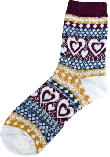 Scandinavische sokken hartjes bordeaux