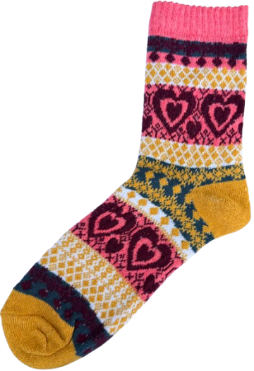 Scandinavische sokken hartjes roze