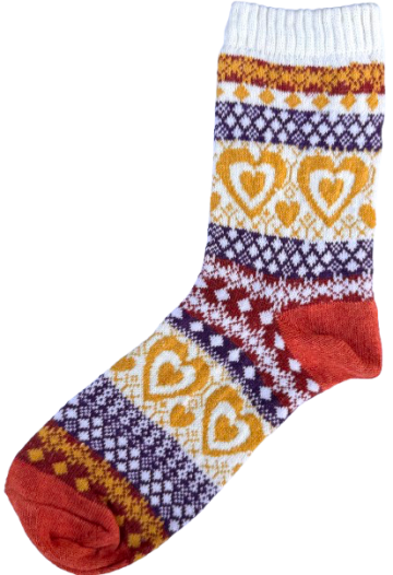 Scandinavische sokken hartjes wit