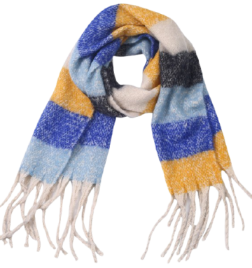 Sjaal blauw geel gestreept draai