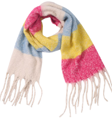 Sjaal rood geel blauw gestreept draai