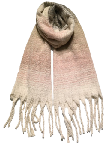 Sjaalpastelzachtrozebeigeengrijsgestreeptdraai