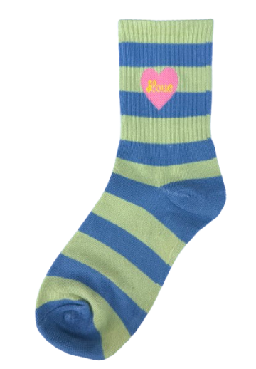 Streepjes sokken love blauw met groen gestreept 35 40